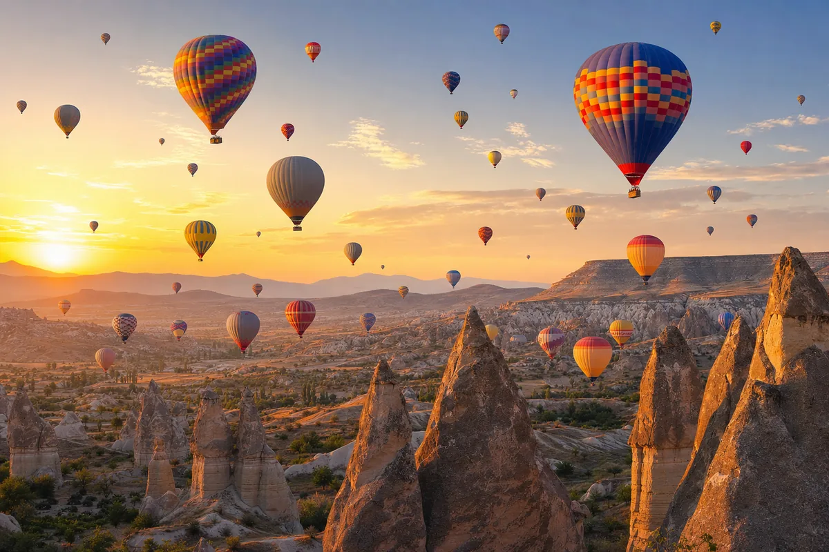 Hot air balloons over Cappadocia, Turkey