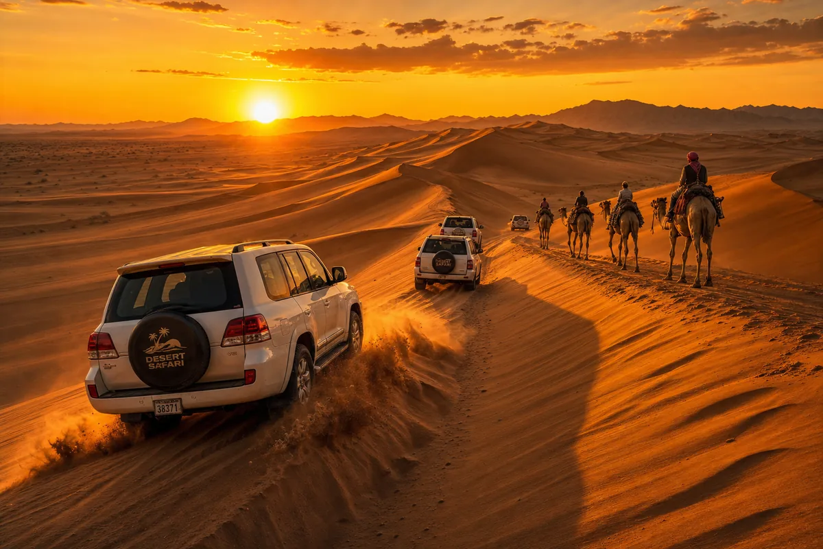 Desert safari at sunset